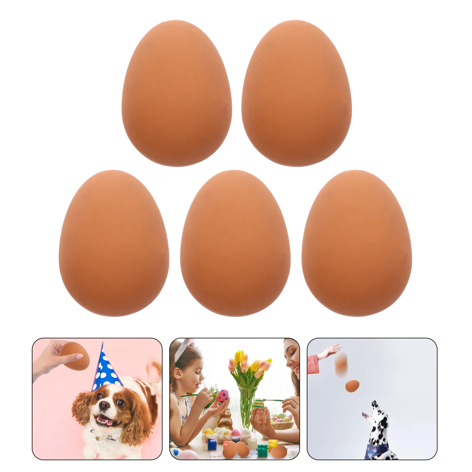 

5 Pcs Imitation Eggs Bounce Ball Interactive Pet Toy Training for Pets Guinea Pig Toys