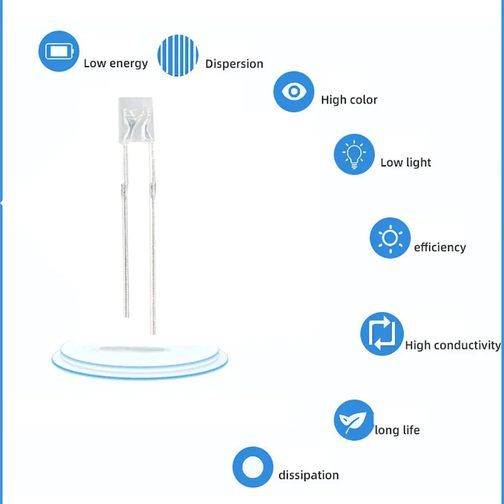 Lâmpada LED de Diodo Transparente Multi-Color, Brilho Ultra Alto, Componentes Eletrônicos, 3mm, 2x3x4mm, 100pcs