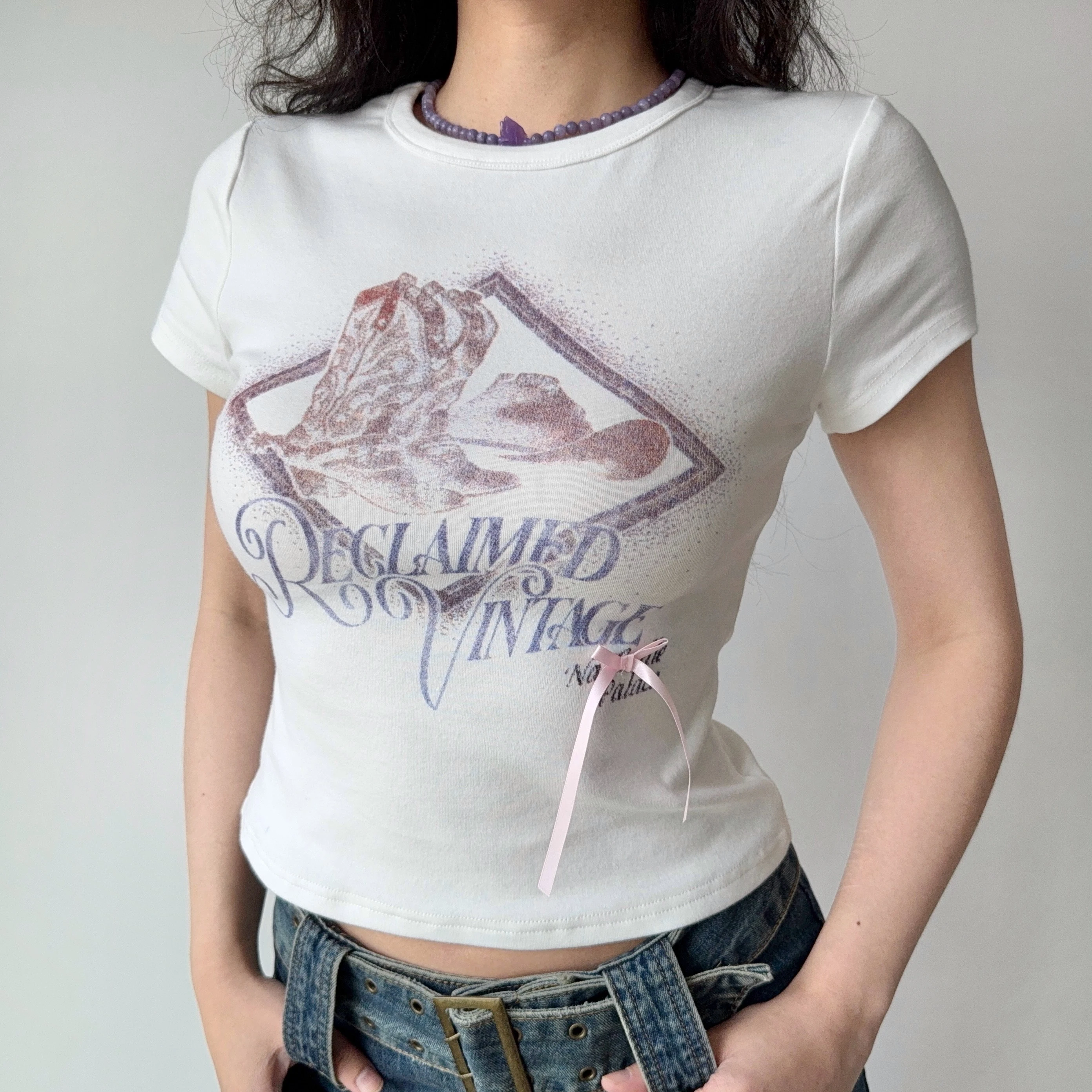 Go Girl Go Street Style round Neck Short Sleeve T-Shirt Women's Slim Fit Printed Top  Knot Summer Fashion Cotton Blend