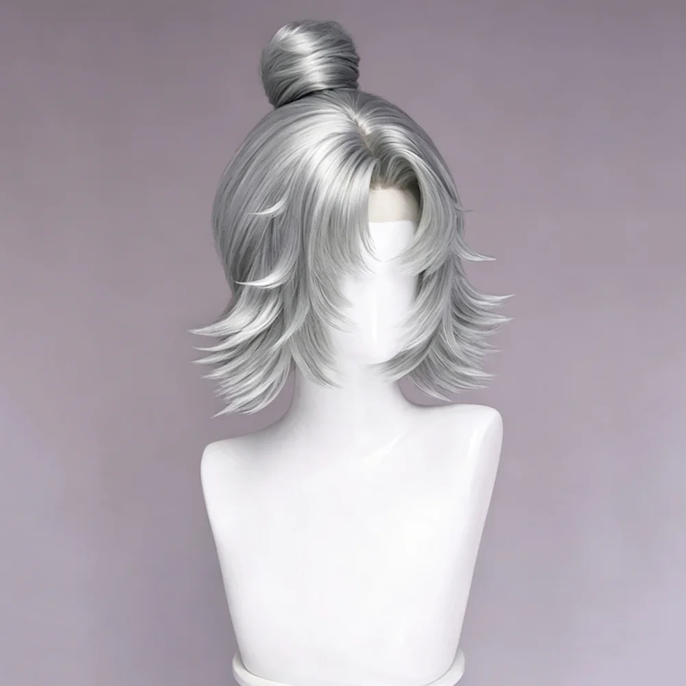 Superhero White Fox Cosplay Wig Women Silver Grey Hair Heat Resistant Synthetic Wigs Halloween Prop view 4