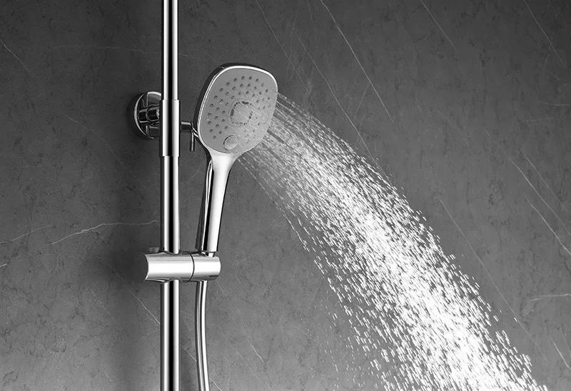 New Bathroom Thermostat 3-function Wall-mounted Chrome Shower Shower Faucet Set with Handheld