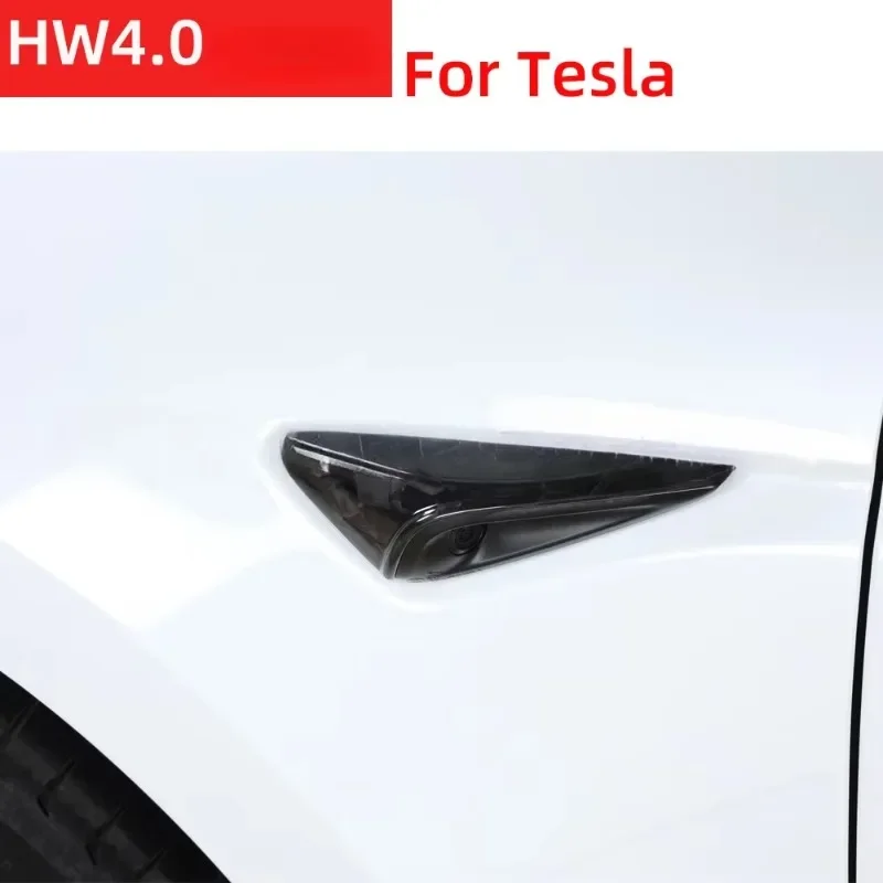 Couvercle de caméra latéral en Fiber de carbone véritable, 2 pièces, pour Tesla modèle Y Juniper modèle 3 Highland HW4.0, panneau de feuilles, accessoires autocollants de protection