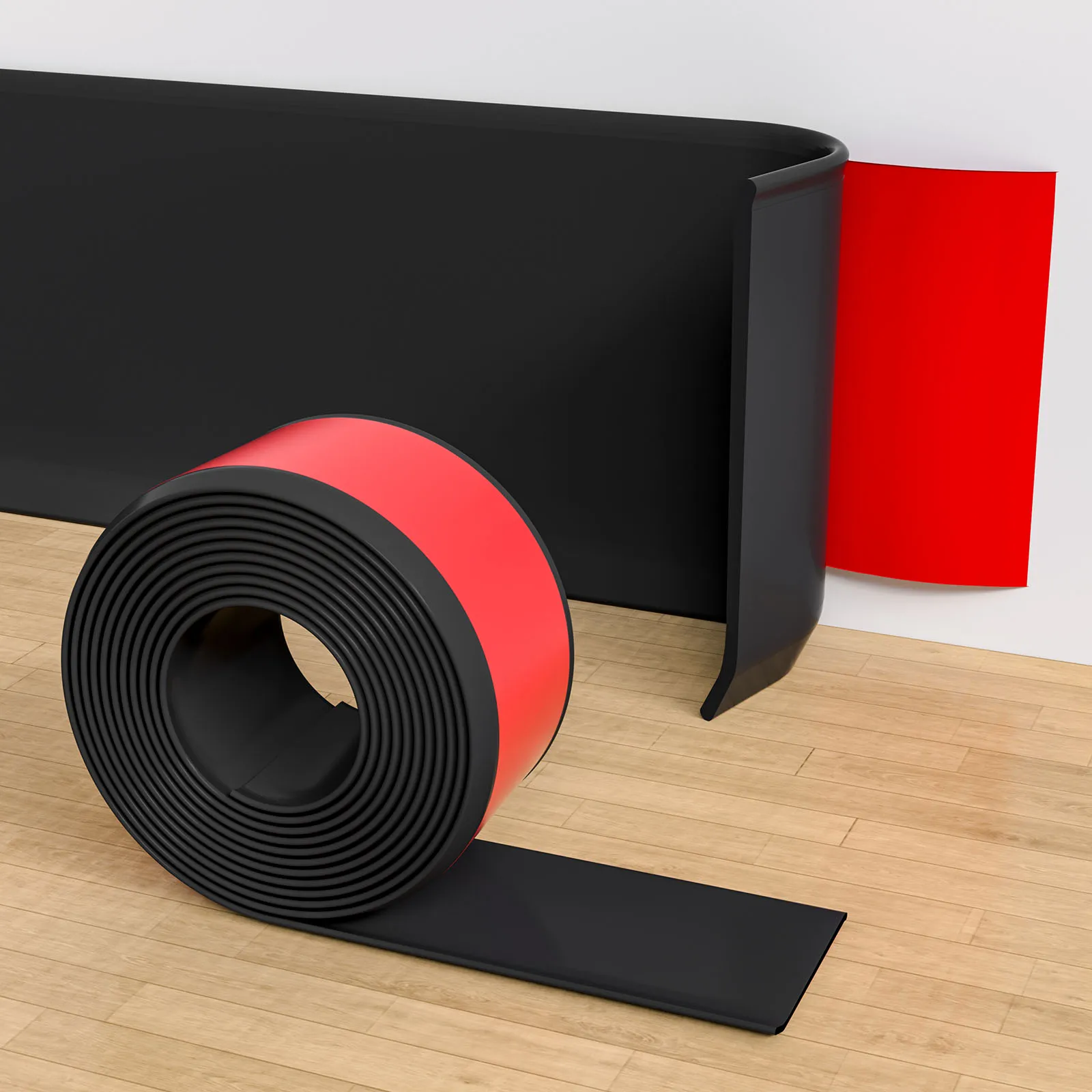 Flexible Baseboard Molding Trim, 3 Inch(W) x 60 Feet(L) Self-Adhesive Vinyl Wall Base Cove Base, Peel and Stick Rubber