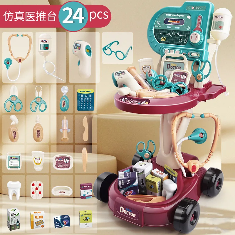 Super Large Simulation Of Children Playing Family Roles Small Nurses Doctors Medical Boxes Carts Sound Effects Lighting Set Toys