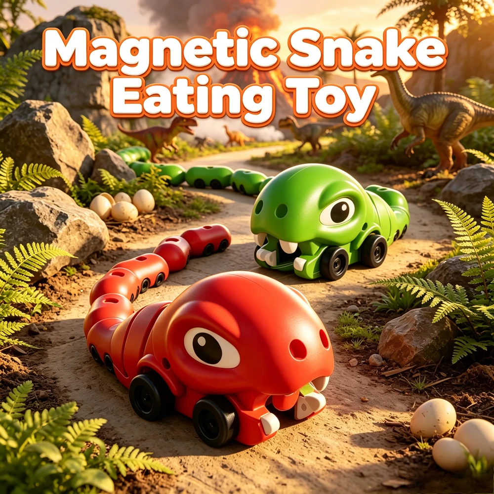 Remote Control Greedy Snake Magnetic Swallowing Toy Interactive Battle Game Toy Educational Toy for Birthday Holiday Gift