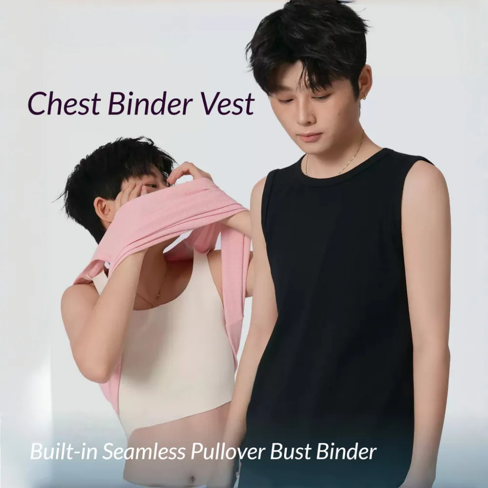 JANEST 2-Piece Set Seamless Invisible Chest Binder with Built-In Compression – Minimizer for Large Bust Look Smaller for Women