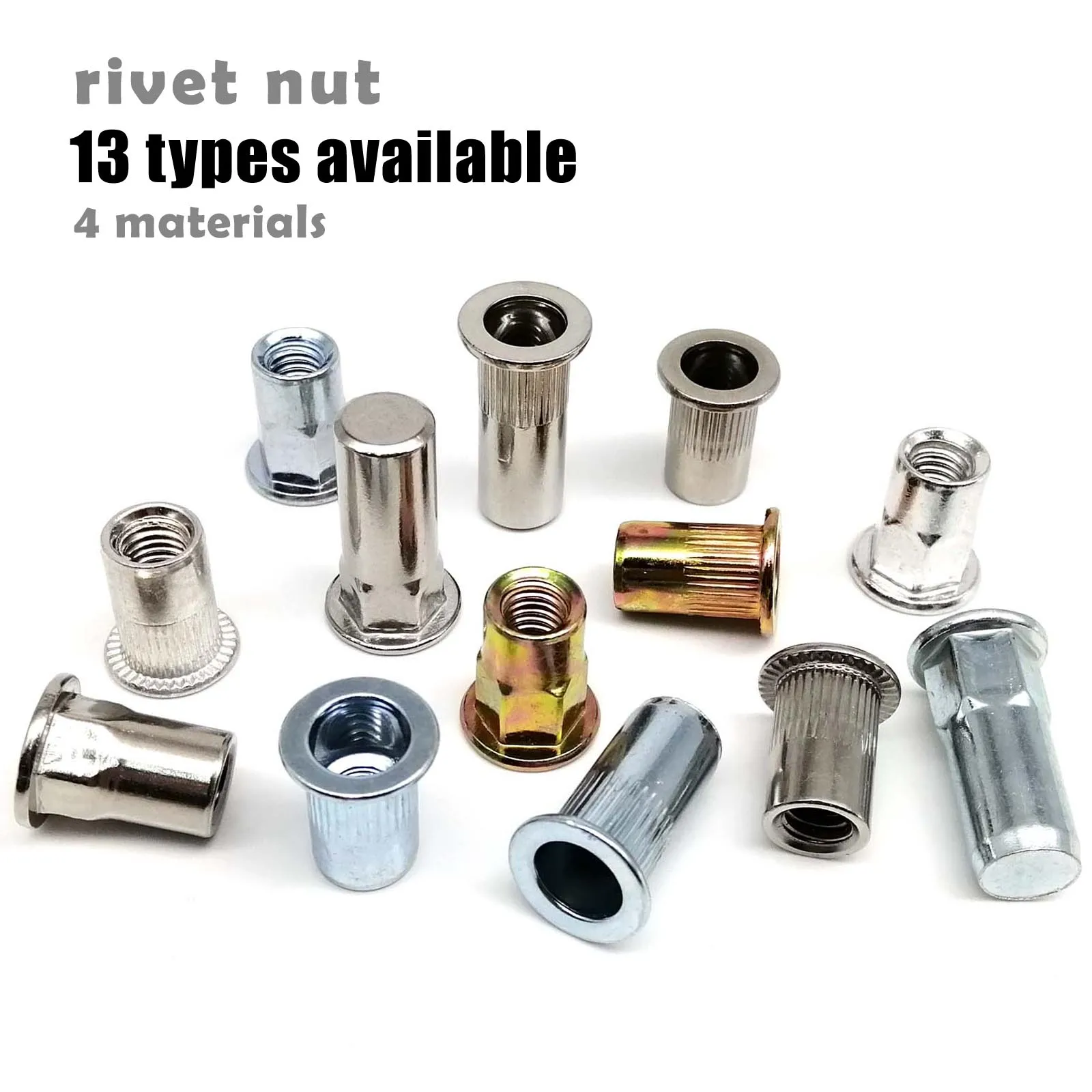 Glarks 230-Piece Rivet Nut Assortment Kit – M3 To M12, Zinc-Plated Carbon Steel, Flat Head Half-Hex Body, In Storage Case For Automotive & Furniture