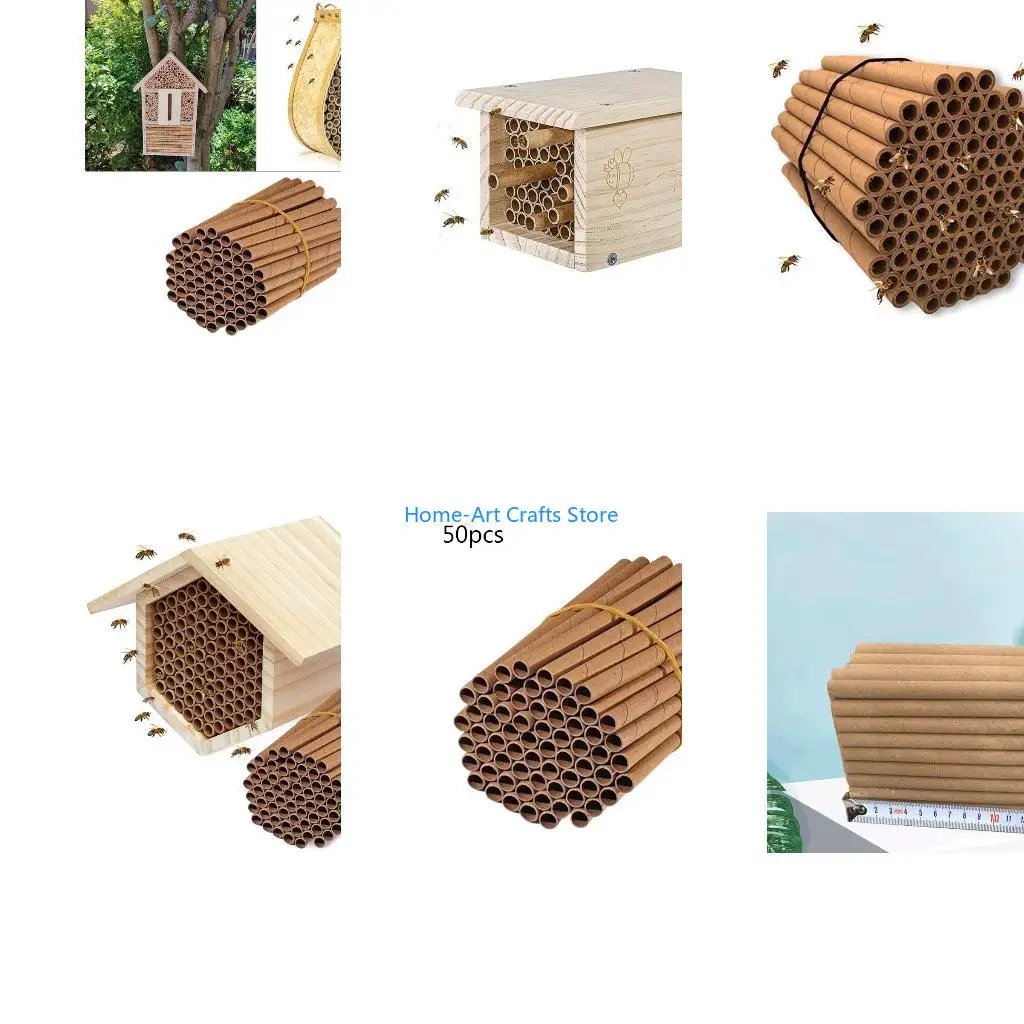 Y3NA Set of 50 House Garden Pollinator House Nest Tubes Gift for Beekeepers