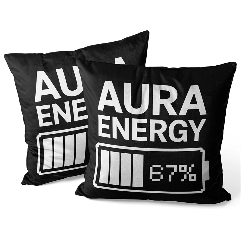Gaslight Gatekeep Girlboss Aura Energy at 67 Funny Six Seven Meme Gen Throw Pillow Covers Cushion Cases Pillowcases 45cm x 45cm