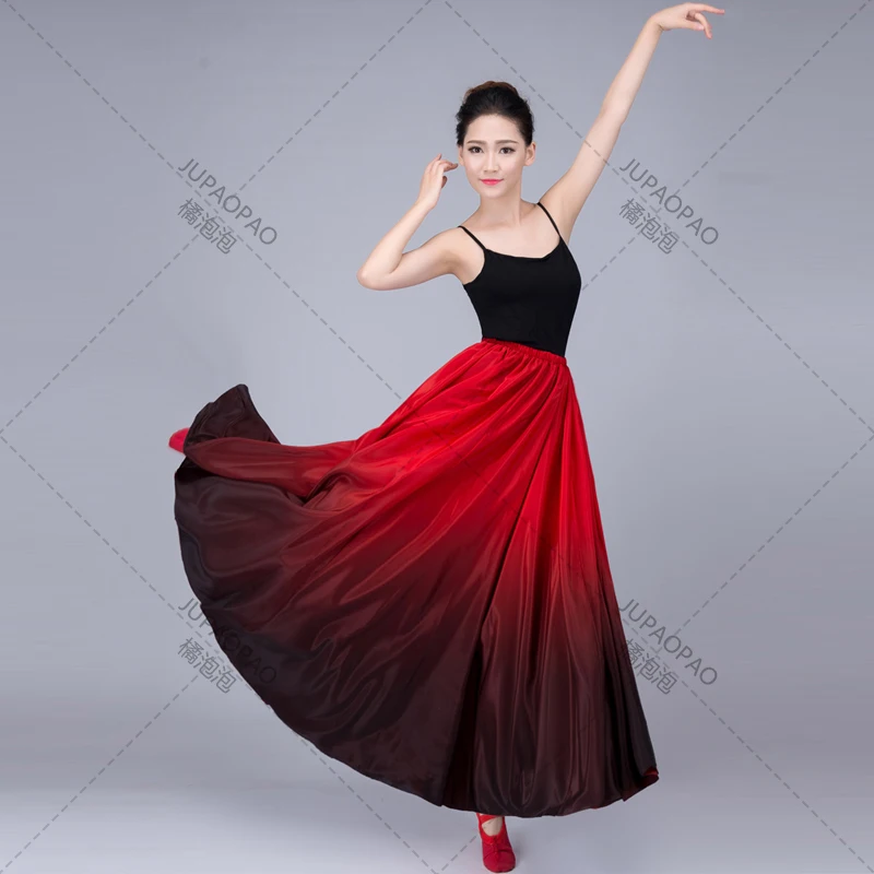 Traje de dança espanhola gradiente para mulheres, saia flamenca elegante, vestidos ciganos, salão de baile, tourada, roupas para performances