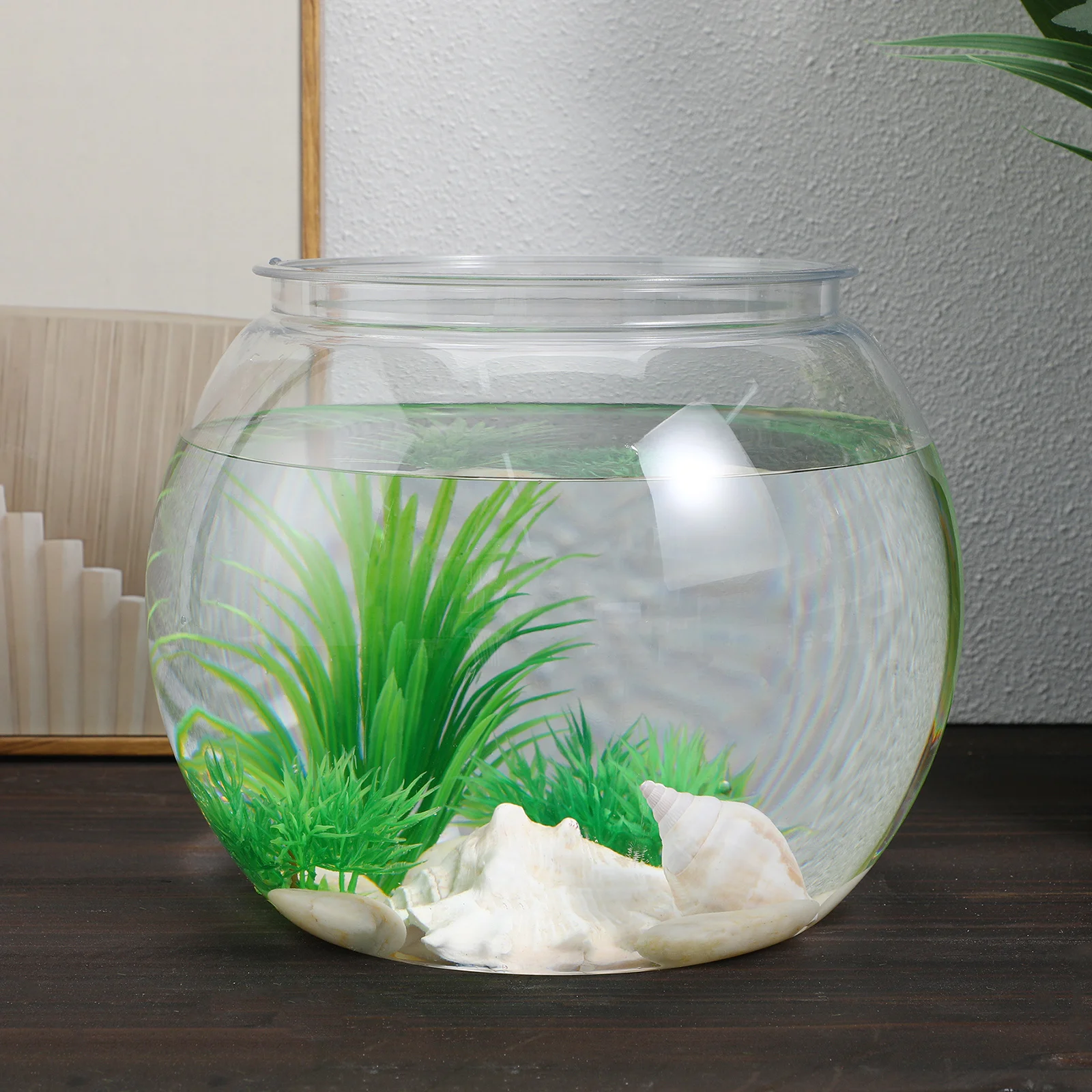 

Crystal Clear Fish Tank Durable Plastic Multi-Function Desktop Aquarium Tank Tabletop Office Decor Office Accessory