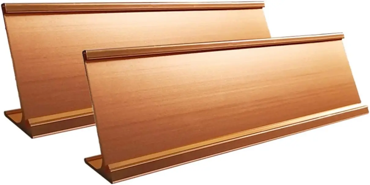 

2" x 10" Nameplate Desktop Holder 2 Pack in Rose Gold for Standard Name Plates