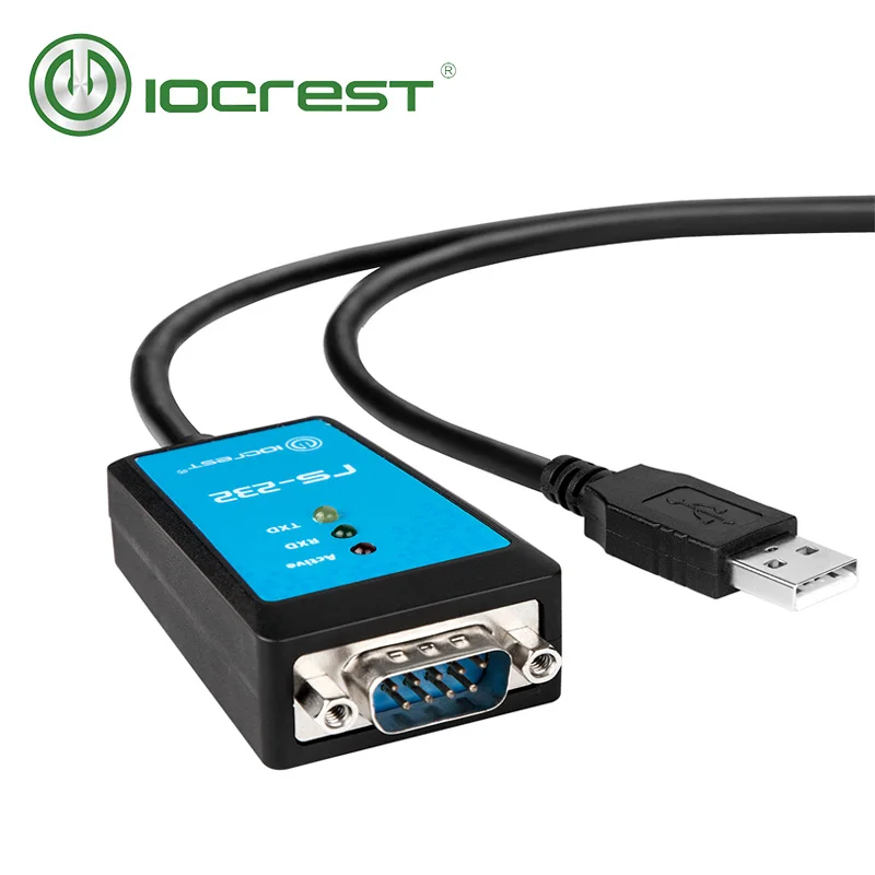 IOCREST USB 2.0 to DB9 RS232 com port Serial Cable Converter with Magnetic Ring Led Light for industral