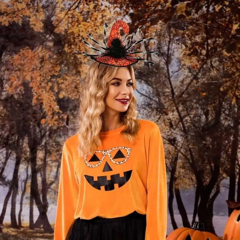 C71F повязка на голову ведьмы, костюм для вечеринки, головной убор с пауками и черепом, реквизит для фотосессии на Хэллоуин
