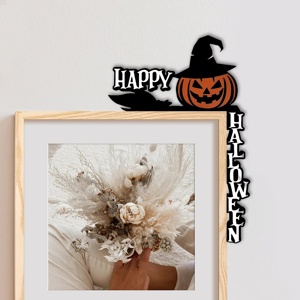 Halloween Pumpkin Door Corner Sign Door Frame Decor Creative Door Right Angle Sign Funny Door Frame Ornament for Wall Art Decor