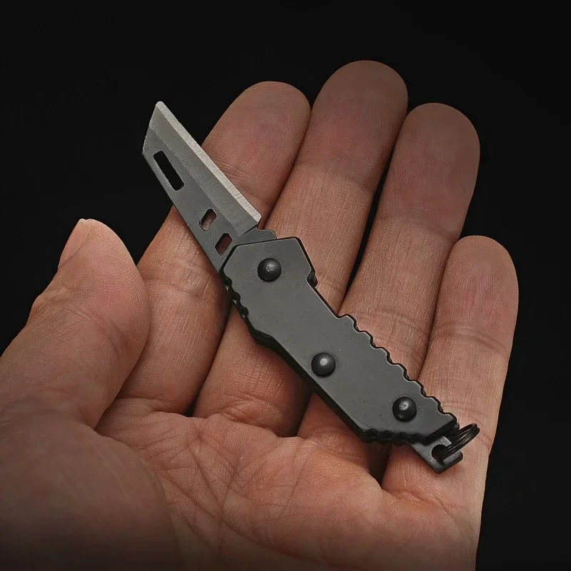 Outdoor Stainless Steel Folding Knife, Camping Self-Defense, Keychain, High Hardness Self-Defense Utility Knife