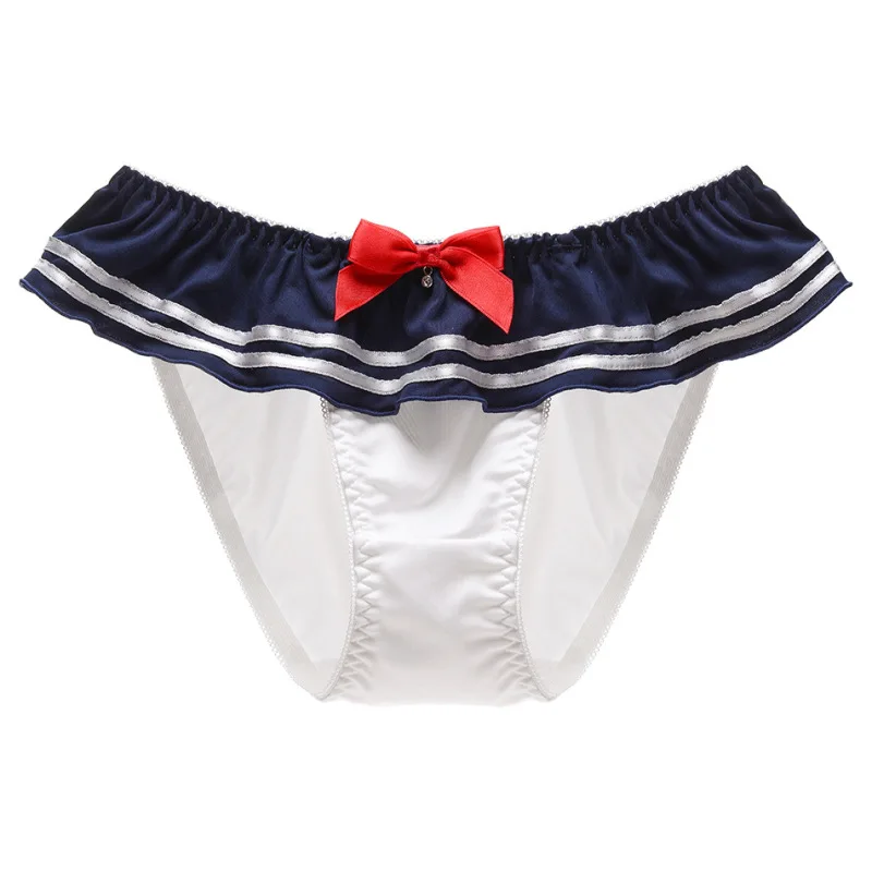 Japanese Navy Style Cartoon College Cosplay Milk Silk Underwear Bow Sexy Cute Lovely Women\'s Panties High Elasticity Breifs