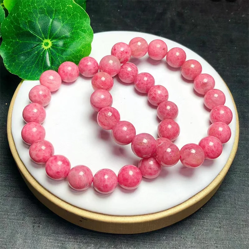 Natural Rhodonite Bracelet Women Fashion Sweet Reiki Healing Energy Strand Girls Jewelry Gift 1PCS 10/11/12MM