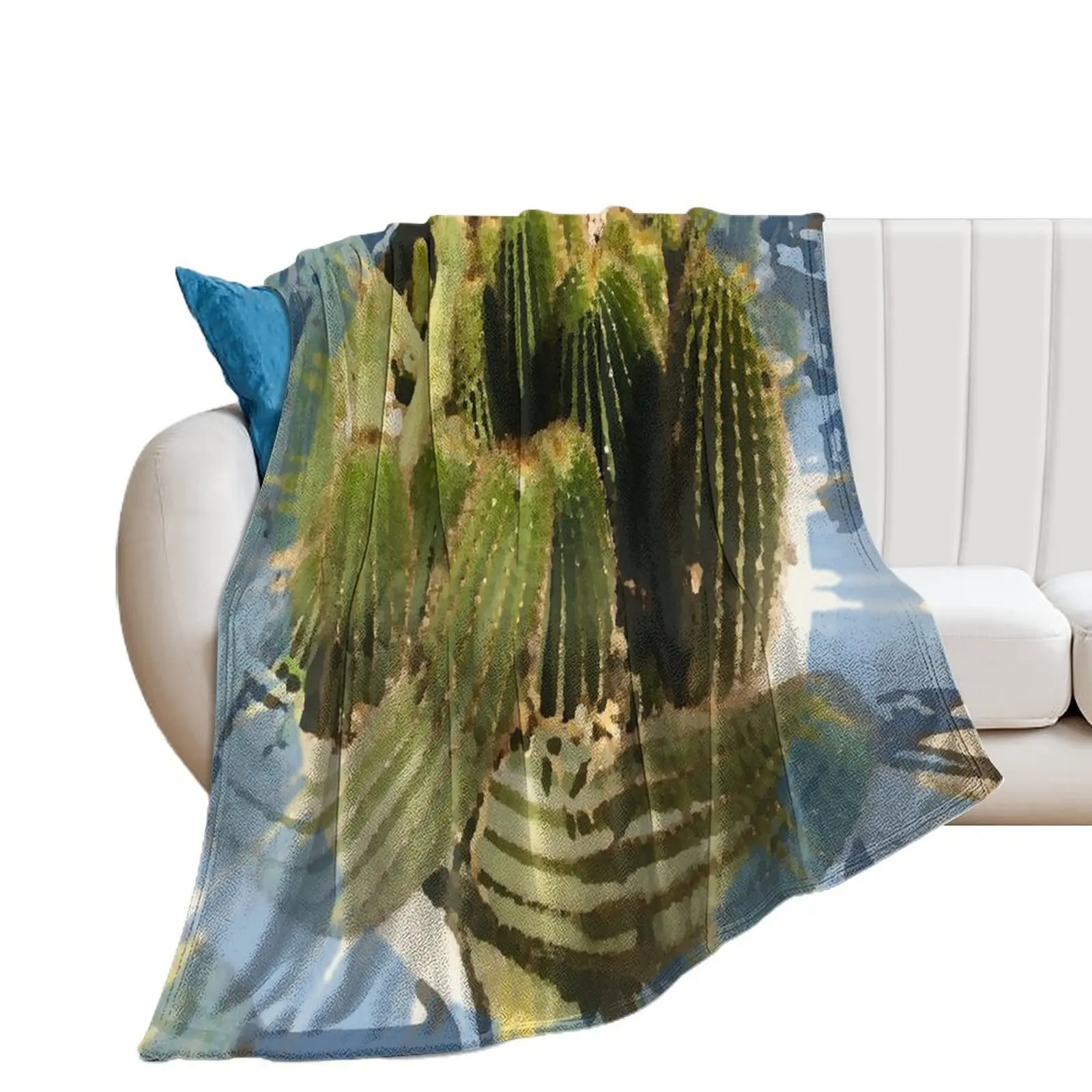 

Spiky Green Cacti landscape by Iritof Throw Blanket Sofa Throw Sofa Decorative Sofas Bed Blankets