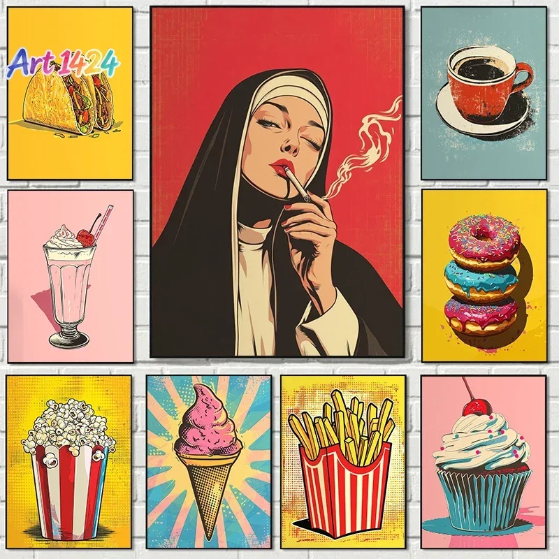 1pc frameless Modern Retro Pop Art Perfume Dessert Kitchen Abstract Posters Prints Canvas  Wall Art Picture Living Room