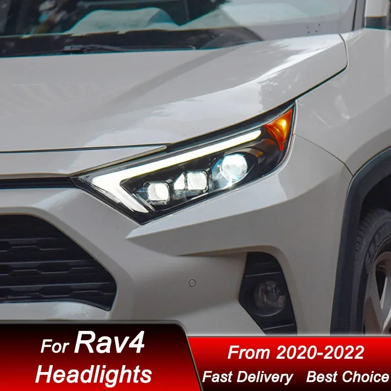

Поп-автомобильные фары для Toyota RAV4 2020-2022, новый стиль, светодиодные фары в сборе, обновление, аксессуары для линз проектора с высокой настройкой K