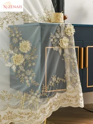European Three-dimensional Relief Embroidery White Tulle Sheer Curtains for Living Room Bedroom Dining Luxury Blackout Custom