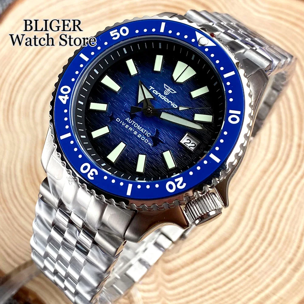 Imagem -03 - Relógio Automático Mostrador Azul para Homem Vidro Luminous Sapphire Relógio Luxo Aço Inoxidável Laranja e Branco Nh35a 20atm 41 mm