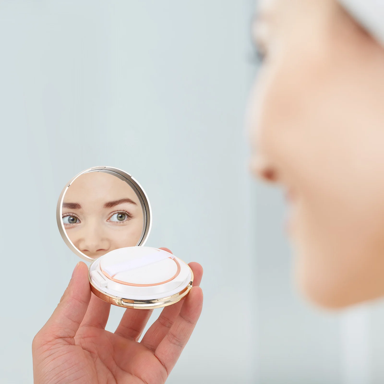 

2Pcs Cushion Foundation Box Refillable Powder Container Travel Friendly Lightweight Portable for Loose Powder Body Makeup