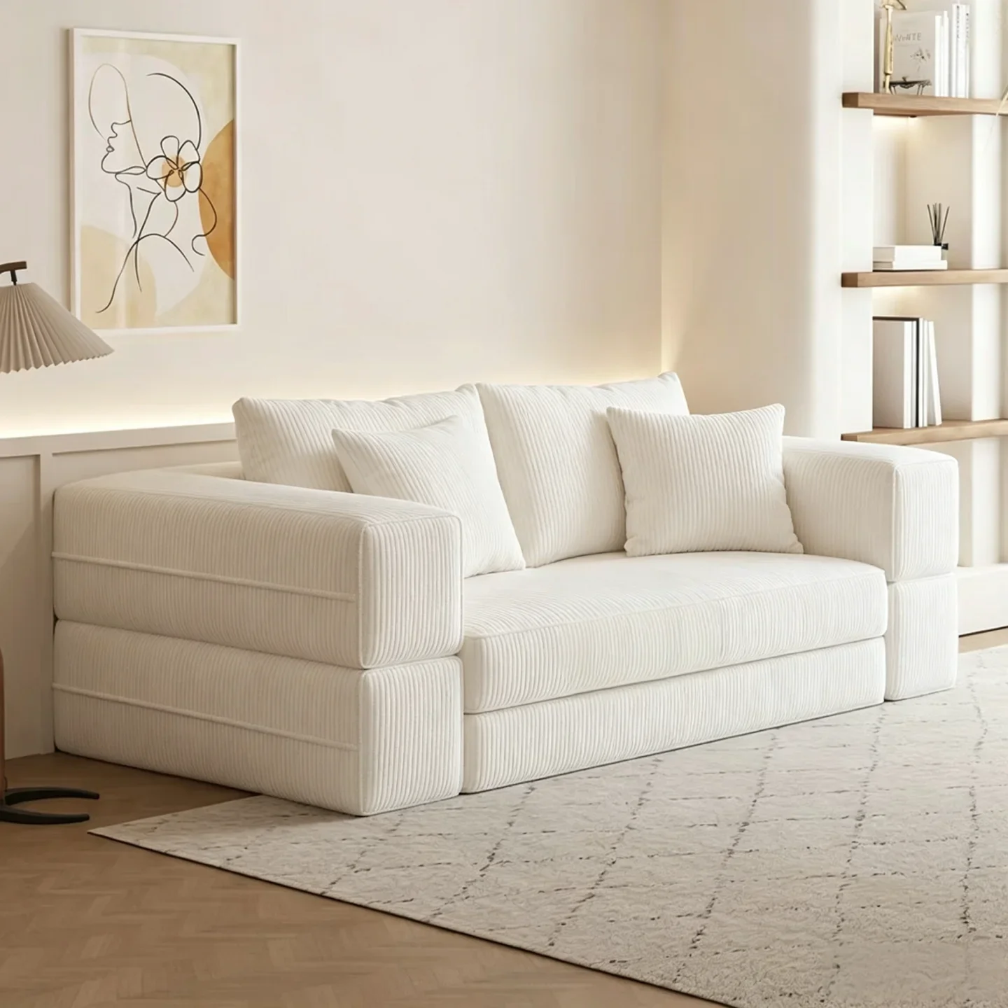 CX vacuum compression retro fabric sofa bed folding dual-purpose living room lazy leisure module tatami