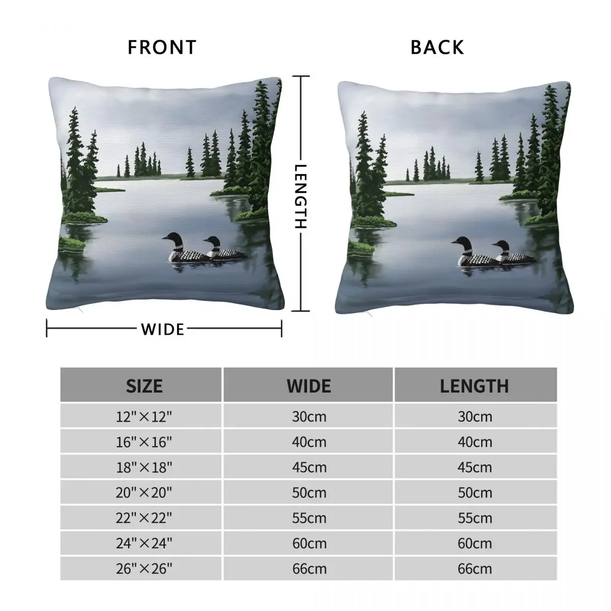 Common Loon On Cottage Lake Square Pillowcase Polyester Linen Velvet Pattern Decorative Throw Pillow Seater Cushion Cover 45x45