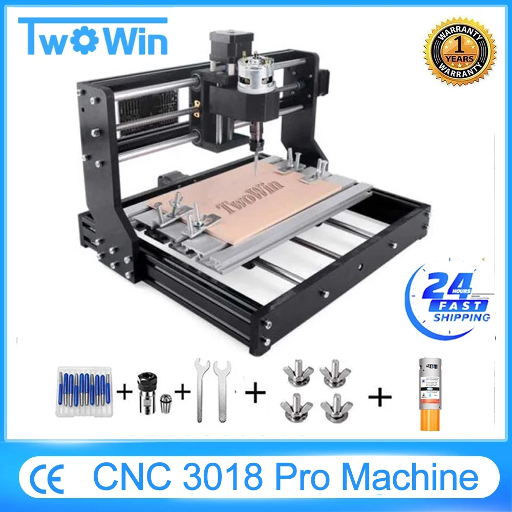 CNC 3018 Pro Mini Laser Engraving Machine Wood Router GRBL ER11 DIY 40W Laser Engraver for PCB PVC with Offline Controller