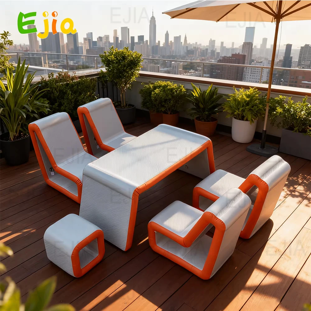 Portable Durable PVC Lightweight Inflatable Sofa Table Set Blow Up Air Sofa Table Furniture for Beach Camping Outdoor Travel