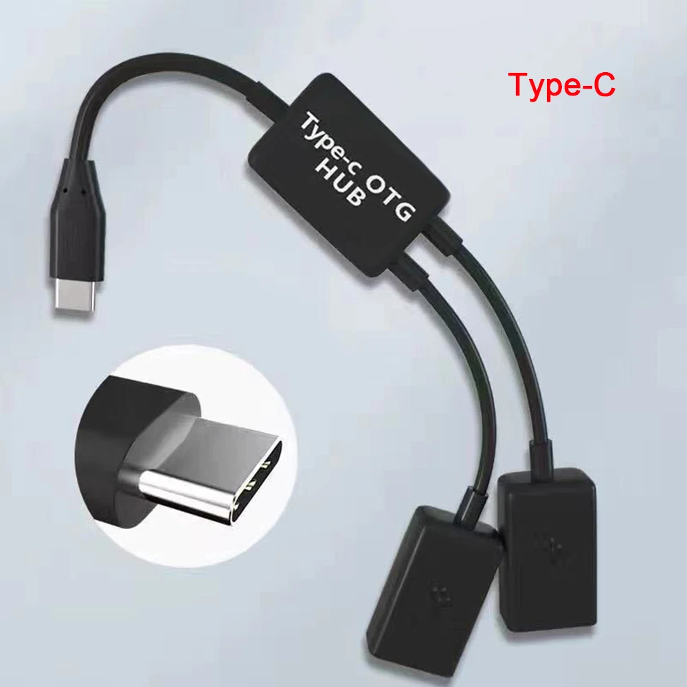 Micro USB/Type C To Dual USB OTG Hub Cable Y Splitter Adapter 2 USB Female Port For Android Phone MacBook Connect U Disk Mouse