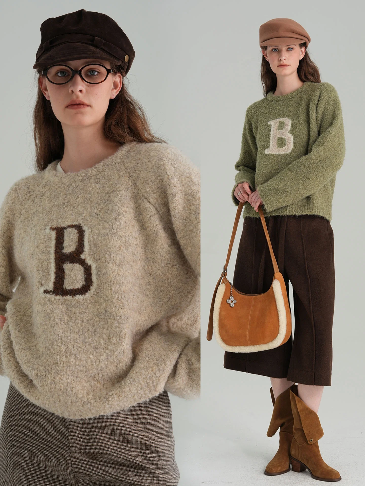 

Haze Wool Knitted Thiened round Ne Sweater Women's Winter Warm Thermal Pure Color Loose Fit Long Sve Crew Ne Top