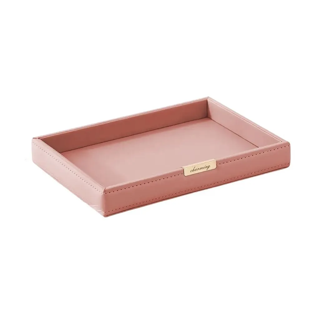 

Creative Nordic Desktop Storage Tray Square Leather Jewelry Storage Box Multifunctional Elegant Tray Living Room