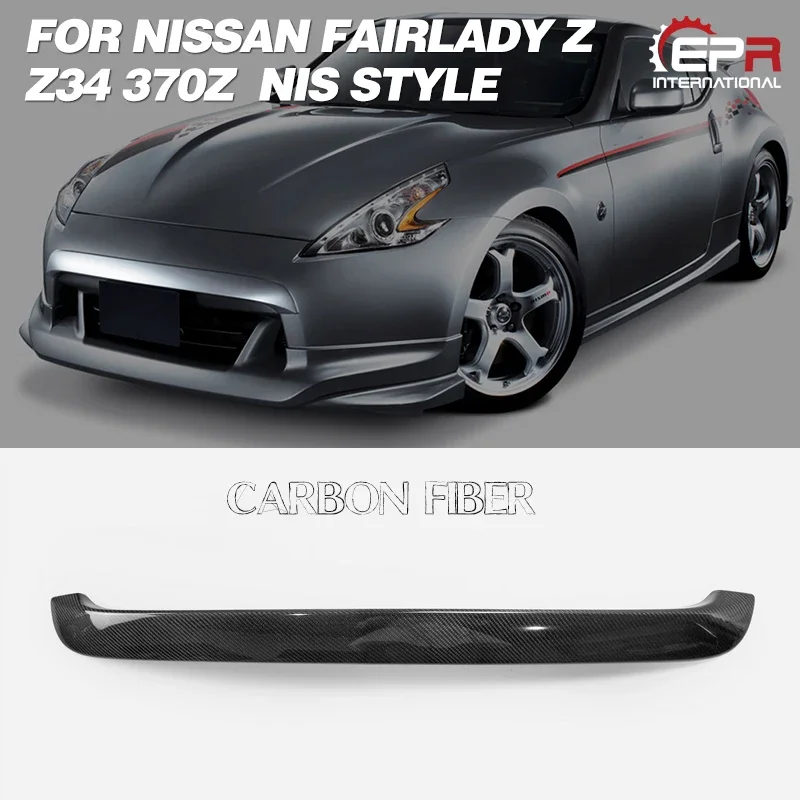 For Nissan 2009 On Z34 370z NIS Style Carbon Fiber Front Bumper Nose Chin Spoiler Glossy Finish Grill Cover Kit Car Accessories