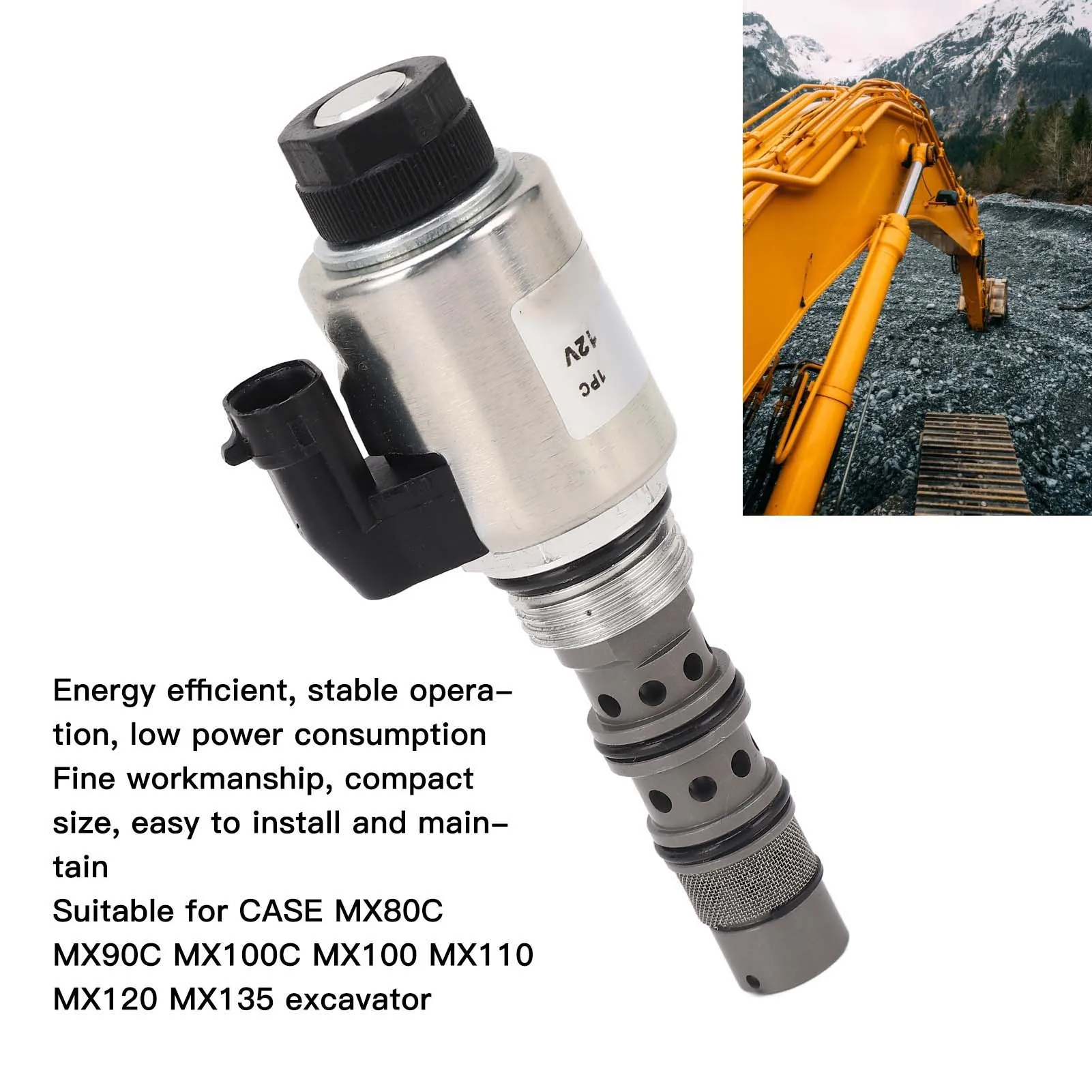 Excavator Solenoid Valve 12V Excavator Solenoid Valve 180584A1 Replacement for CASE MX80C MX90C MX100C MX100 MX110 MX120 MX135