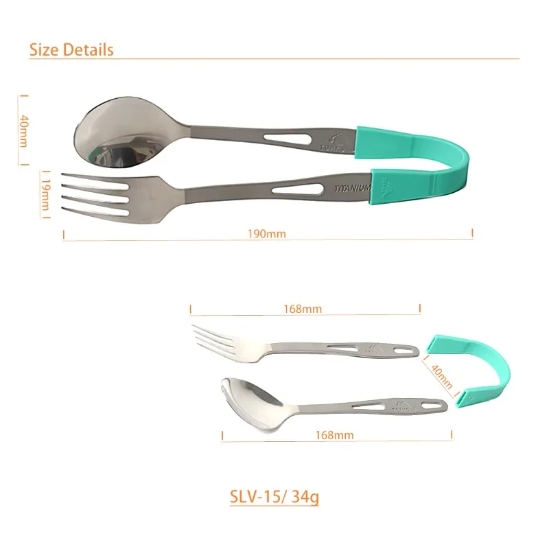 Imagem -02 - Conjunto de Garfo de Colher de Titânio Toaks Conjunto Ultraleve Slv15 Utensílios de Mesa de Acampamento para Cozinha Doméstica