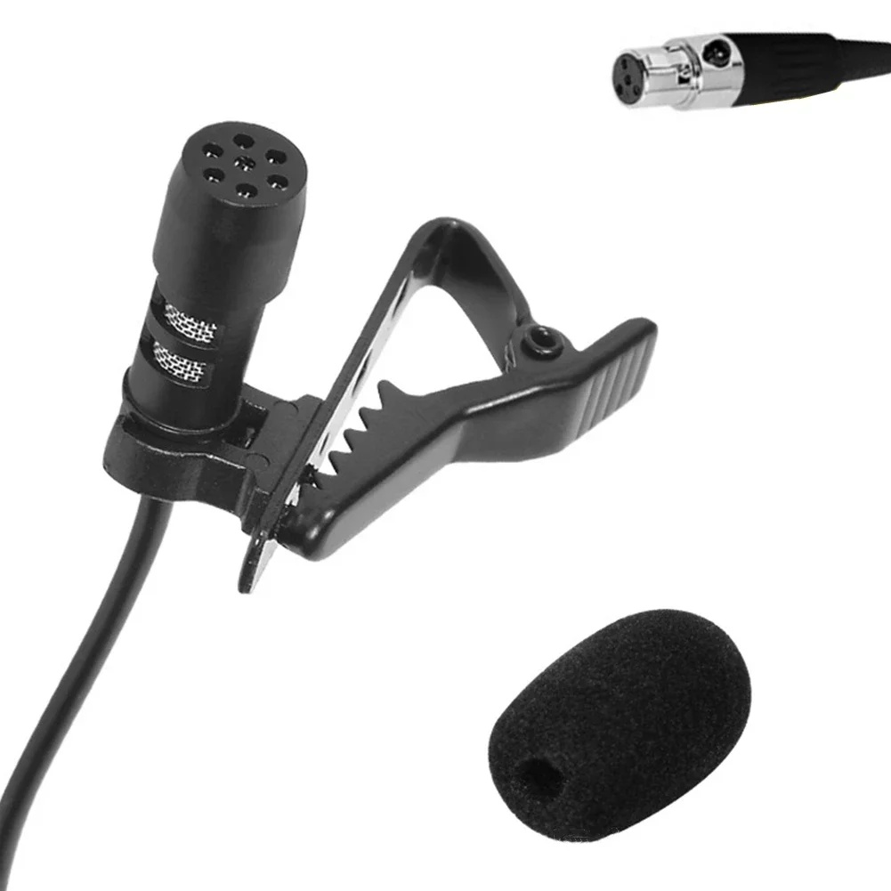 Black Lavalier Lapel Clip Microphone Mic 4-PIN Mini XLR TA4F For Shure Wireless Compact Miniature Lavalier Microphone