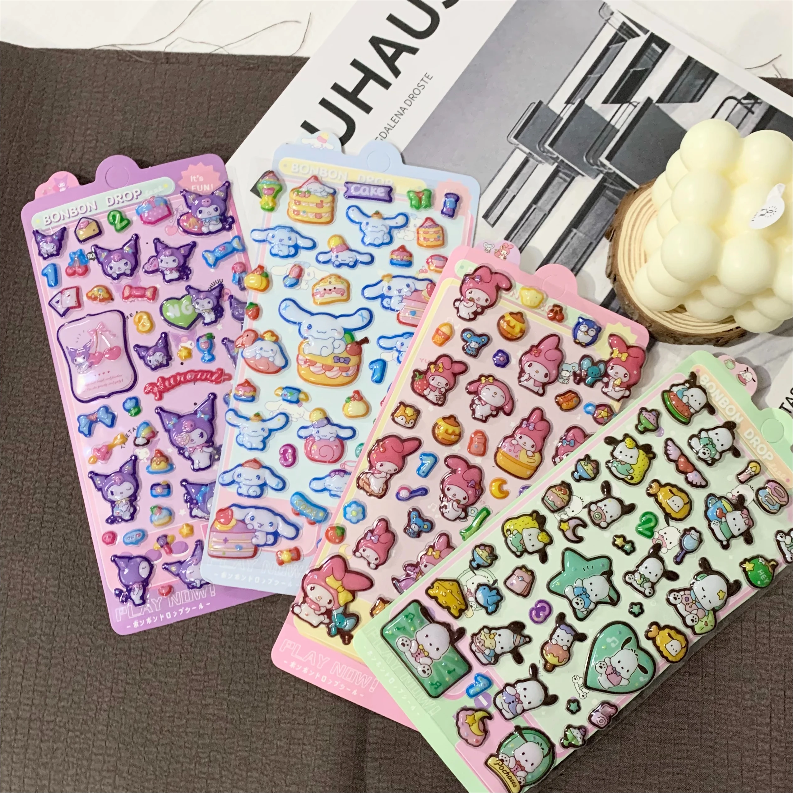 

1pcs Cute Sanrio Creative 3D Bubble Stickers Cartoon Melody Kuromi Bonbon Drop Sticker Laptop Scrapbooking Phone Decals Kids Toy