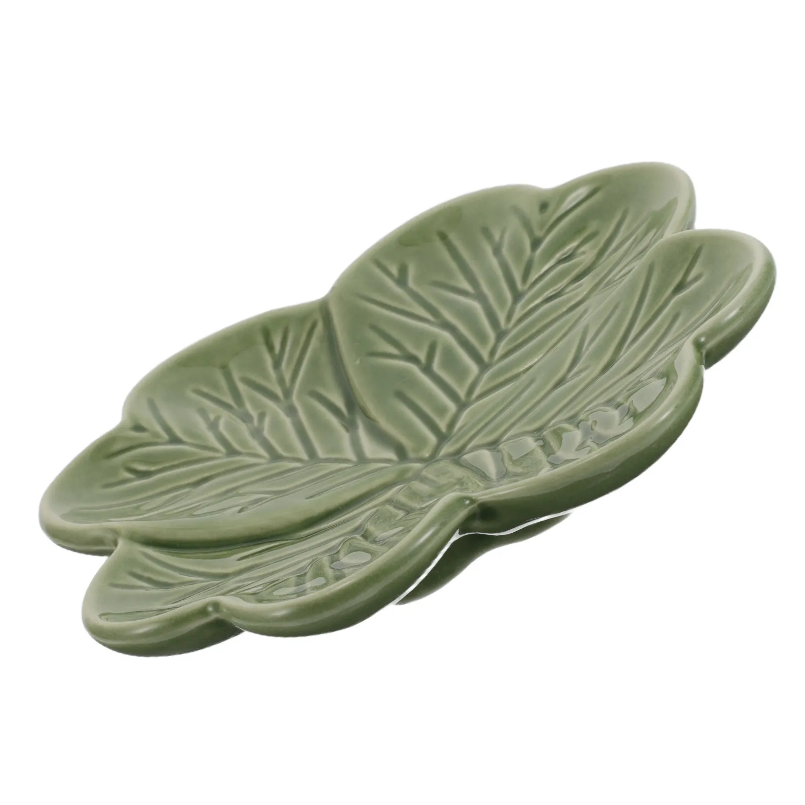 Plato de Cerámica para Joyas con Diseño de Trébol de Cuatro Hojas Verde, Bandeja Decorativa para Guardar Anillos, Aretes y Collares, Regalo de Cumpleaños