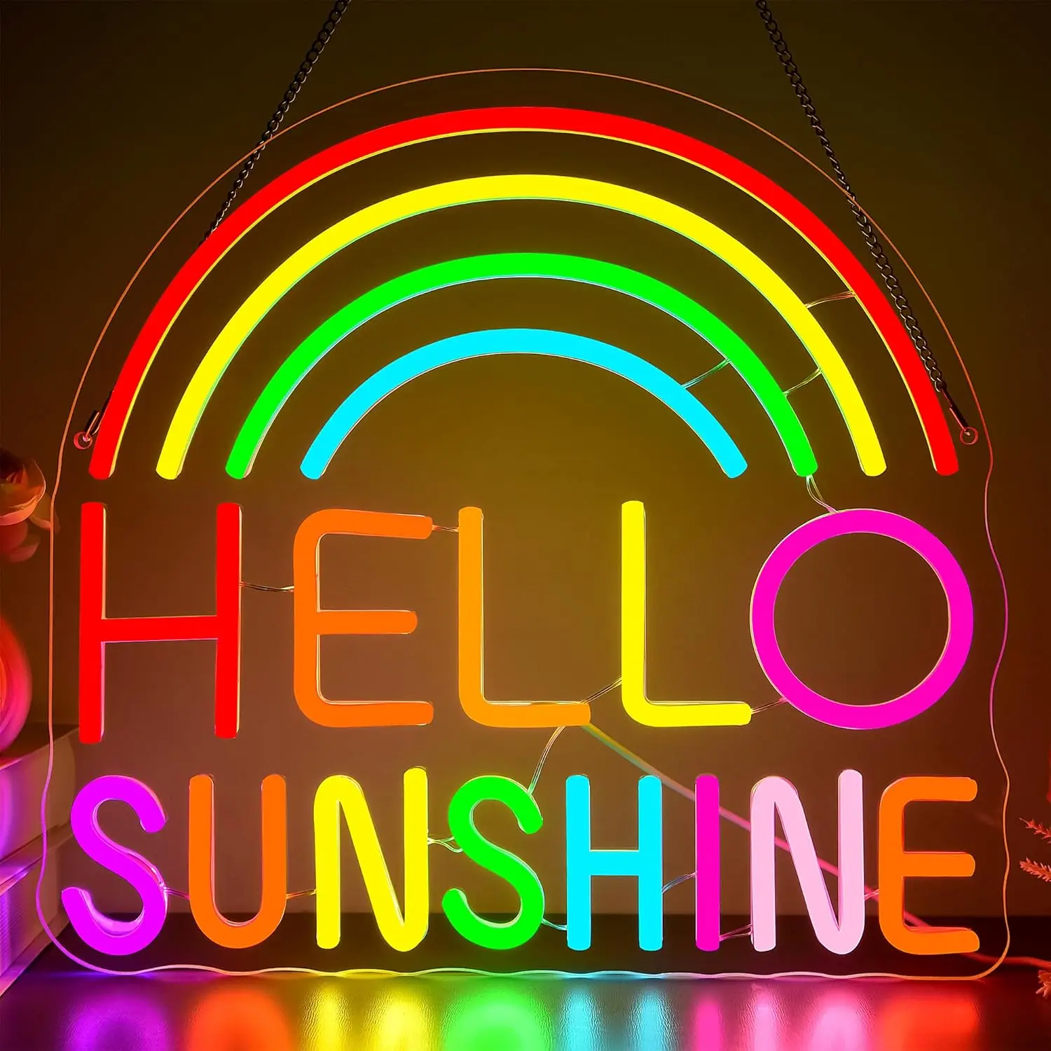 

Неоновая вывеска Hello Sunshine, USB-светильник с радужной LED-подсветкой для декора класса, вечеринок, баров, игровых комнат, спален, подарок, художественный настенный светильник