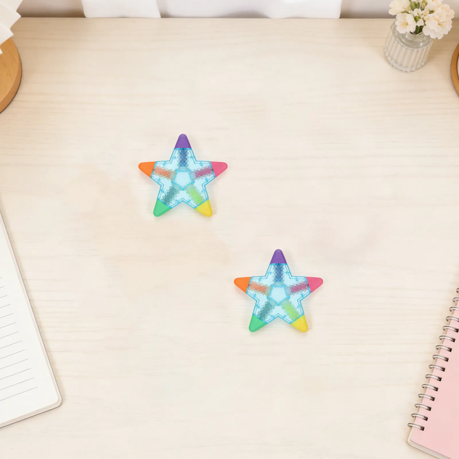 6Pcs Star Highlighters Creative Fluorescent Pens Ergonomic Star Shape Bulk for School Office Stationery Back to School Supplies