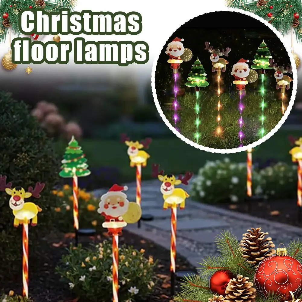 6 قطعة/المجموعة تعمل بالطاقة الشمسية أضواء حديقة عيد الميلاد سانتا شجرة و الرنة تصاميم للديكور في الهواء الطلق أضواء حديقة مقاوم للماء عطلة