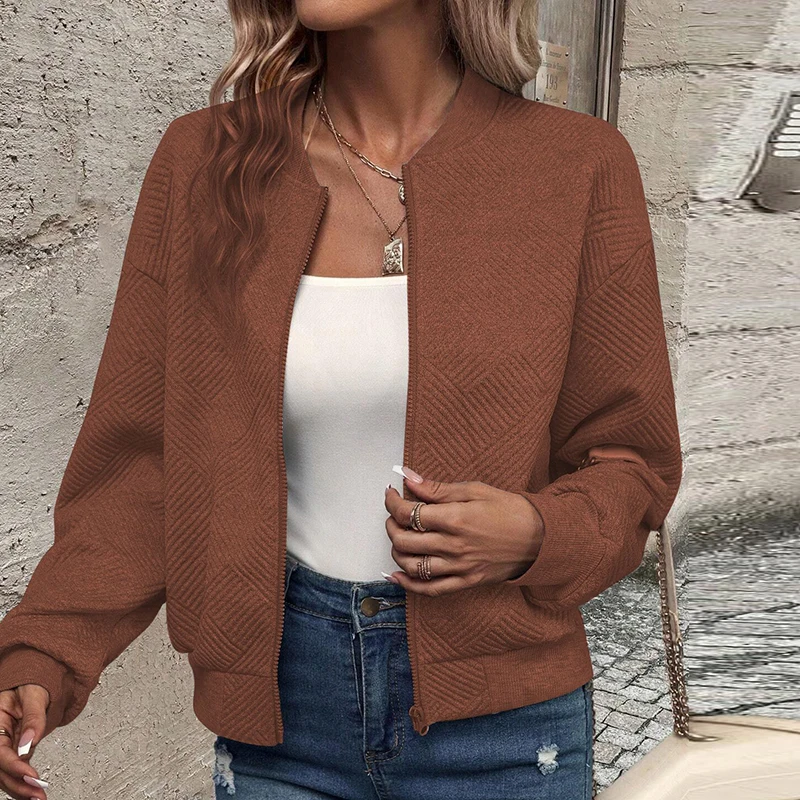 Autumn Winter Women Coat Jackets Solid Long Sleeve Zipper Coats For Women Casual Loose Short Jackets 2024