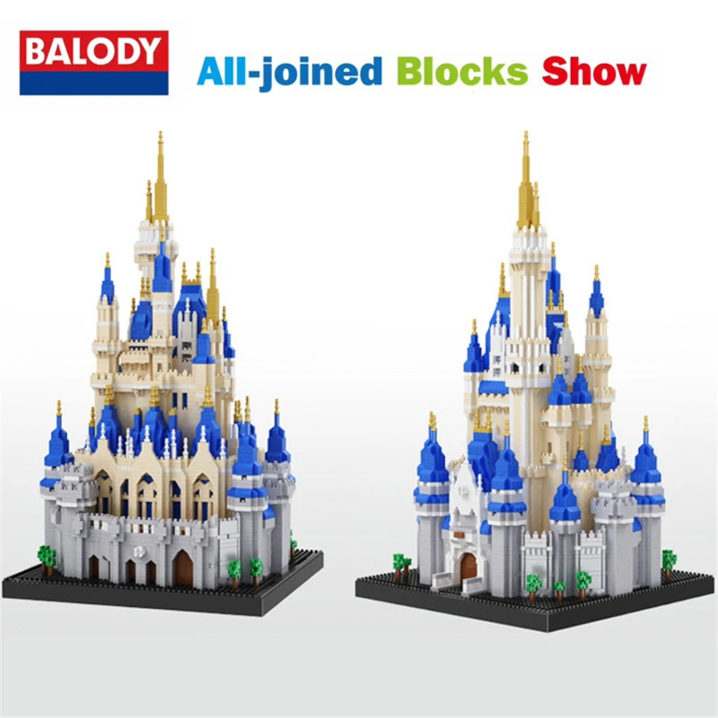 Balody 16061 Architecture 3D Model Brick White Blue Fantasy Castle Micro Mini Building Blocks DIY Toys for Children Gift 5500pcs