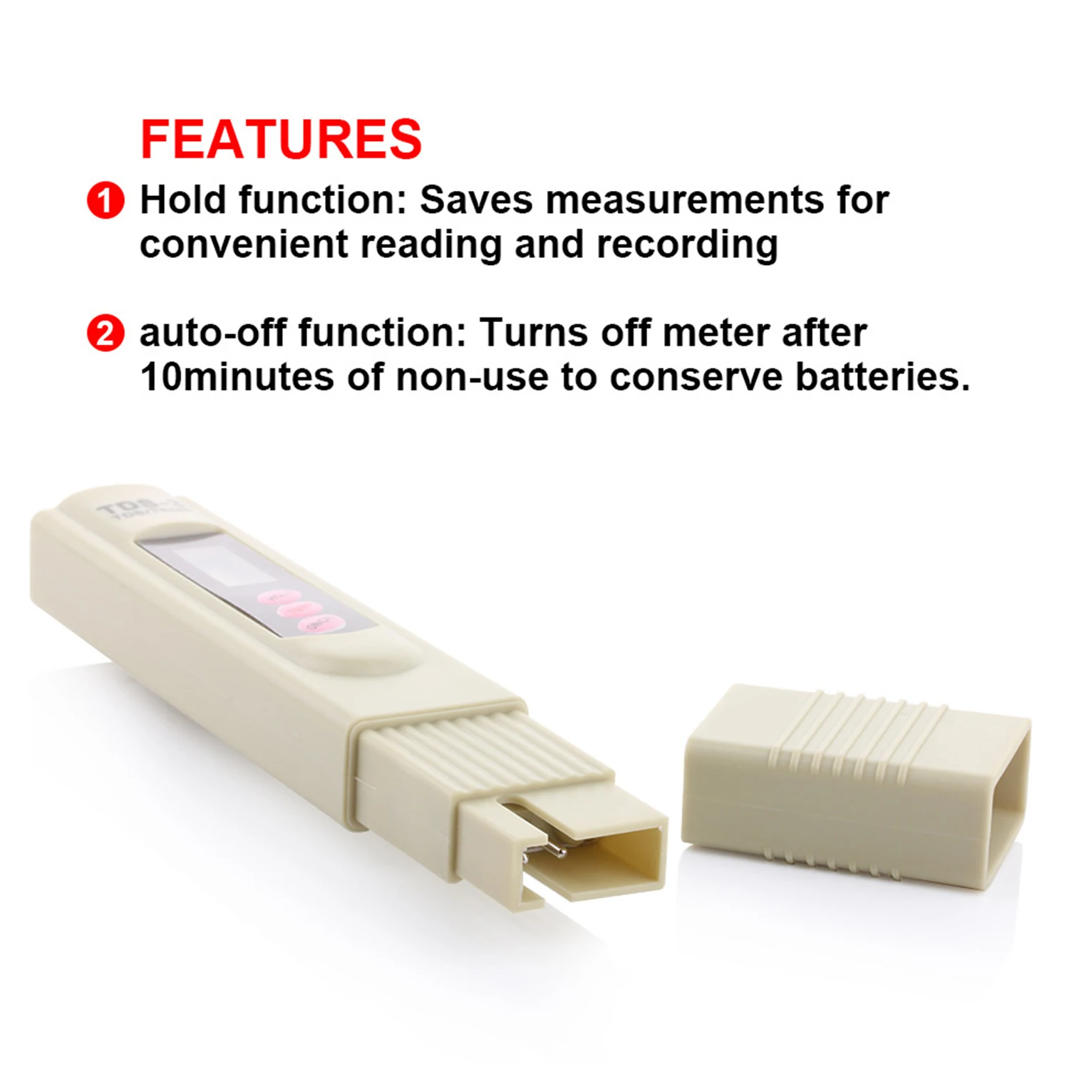 2 in 1 Handheld TDS Digital Water Tester Water Test Pen Water Quality Analysis Meter Water Purity Check 0-9999 ppm Measurement