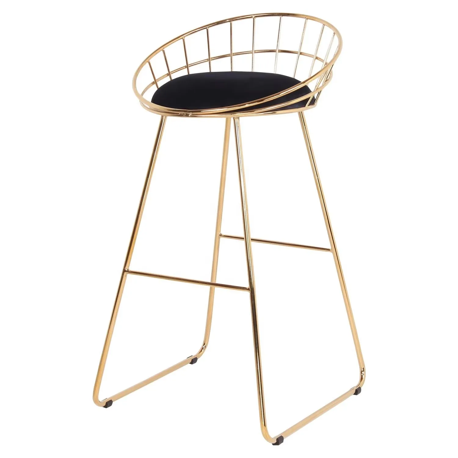 Modern Bar Furniture Best products  metal frame  golden velvet cushion bar stool chair with low back