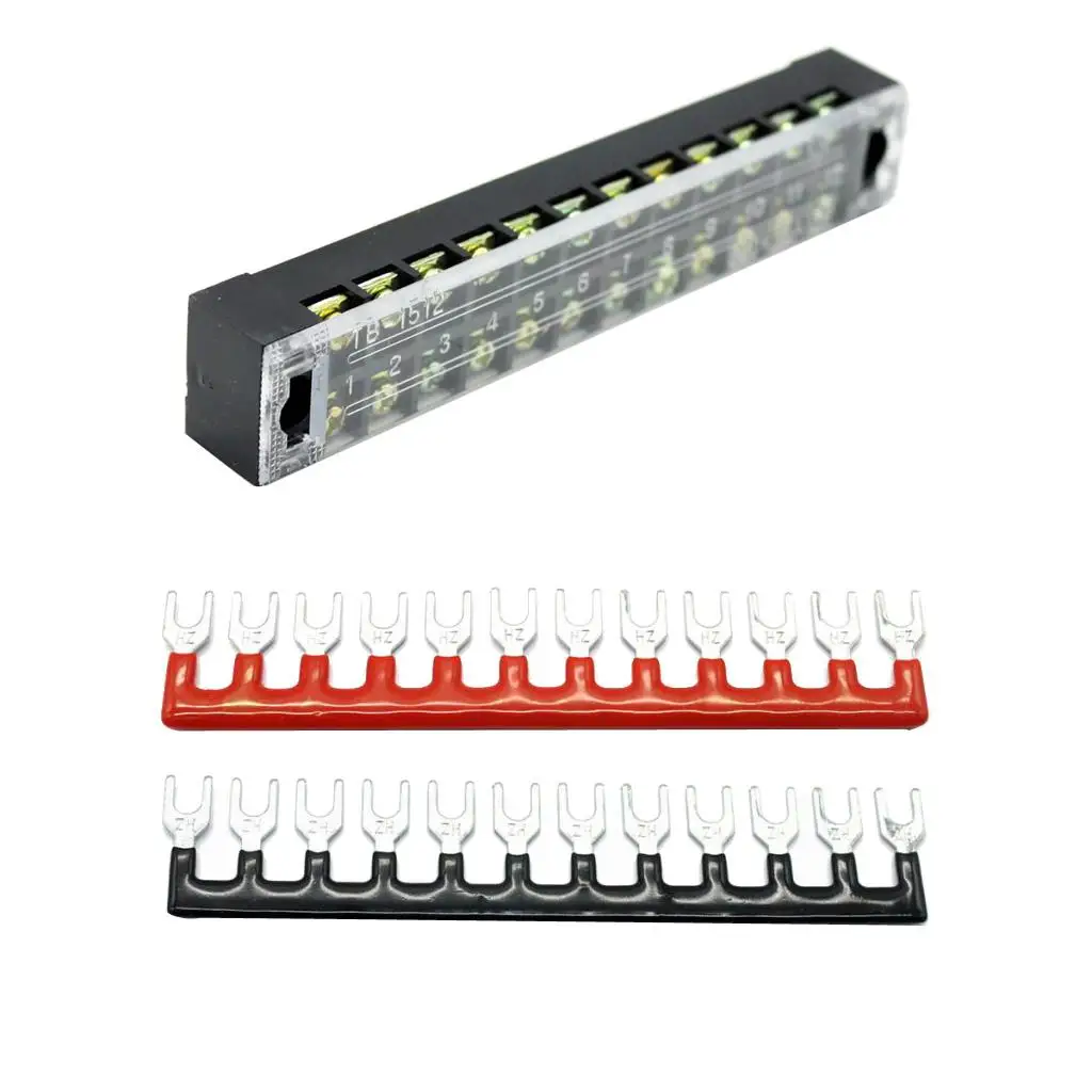 2 Position Screw Terminal Block Connector Bar 600V 152 Positions Pre Insulated Terminal Red/Black