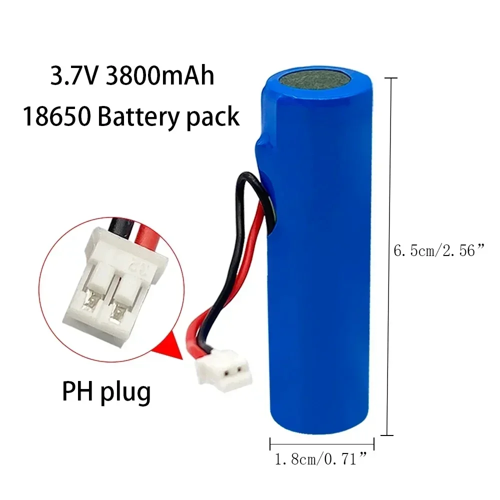 3.7V 18650 3800mAH  Li ion rechargeable battery 18650 battery with replacement socket DIY line for emergency lighting